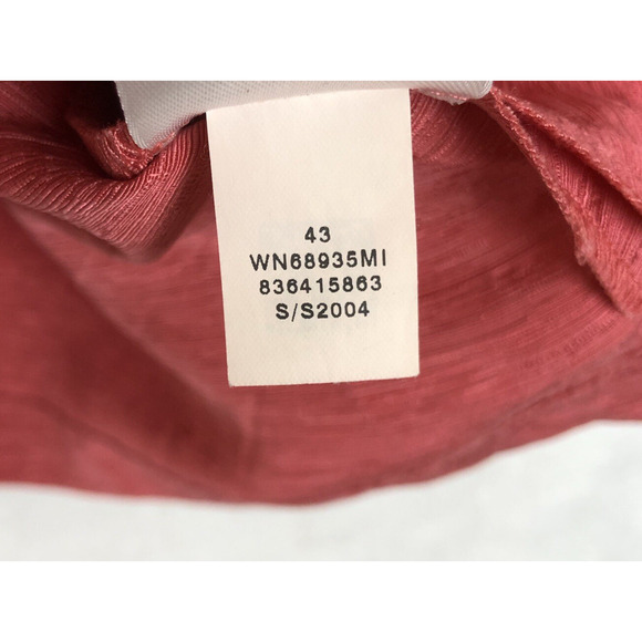 VTG NORDSTROM Linen Silk Top Sz L Coral 3/4 Sleeve Button Up Textured Notch‎ - Picture 6 of 11